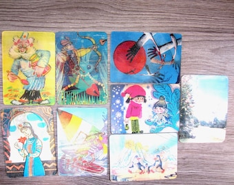 Calendarios de bolsillo estéreo vintage, calendarios lenticulares de la URSS, colección de los años 80, juego de 8 piezas