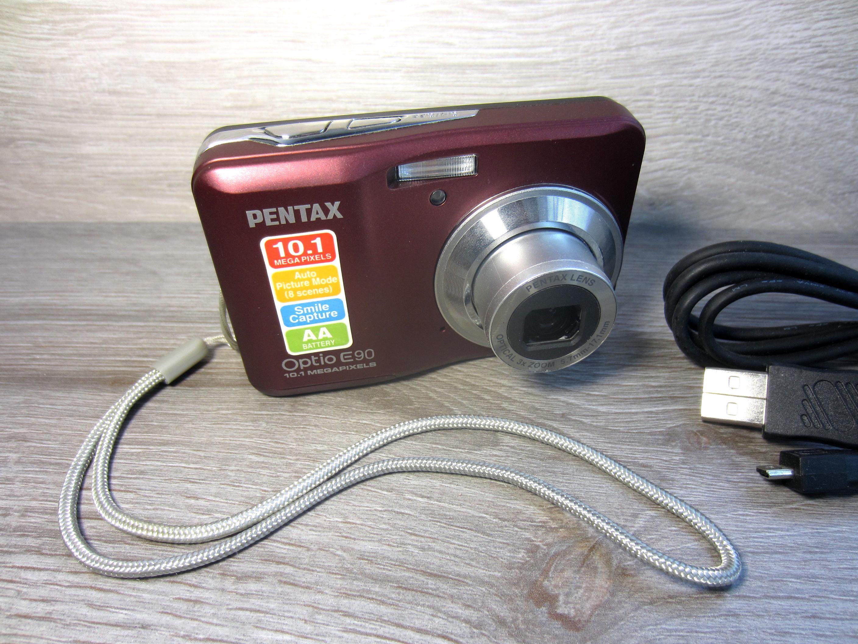 Pentax Optio E90 Digital Camera 3x Zoom Vintage Wine Red Working
