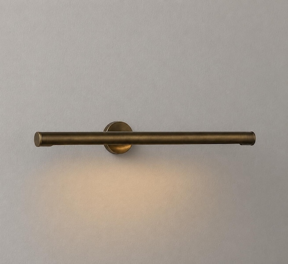 Handmade Modern Brass Wall Sconce – Minimalist Picture Light For Art Display / hardwire / plug-in
