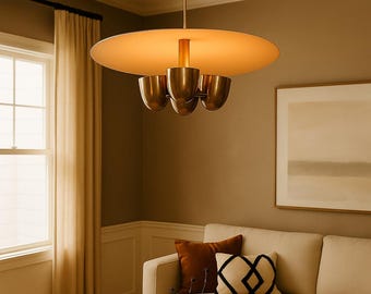 Mid-Century Modern Brass Sputnik Chandelier, Elegant Dome Ceiling Light