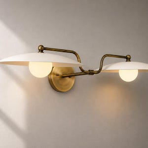Doppelkugel-Wandleuchte aus Messing, Vintage-Stil der Mitte des 20. Jahrhunderts, Badezimmerleuchte im Edison-Stil, Golddekor