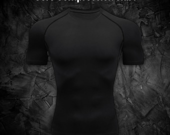 Core Compression Shirt by Gymshackles - Logo-Free Workout Tee - Breathable Performance Top - Tight Fit Gym Shirt for Men