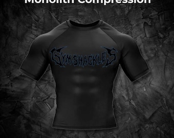 GymShackles Monolith™ [SAPPHIRE] Compression Shirt | Blue on Black Rashguard BJJ MMA No-Gi