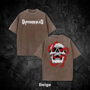 Shackled Pump Cover by Gymshackles - Oversized Gym Shirt for The Bulk - Relaxed Fit Workout Tee - Barbed Skull Gym Graphic