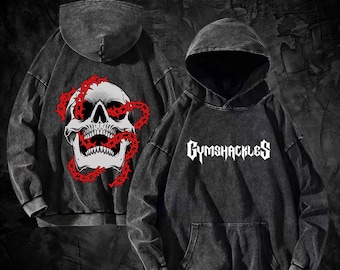 Shackled Hoodie 2.0 by Gymshackles - Oversized Heavyweight Gym Hoodie - Barbed Skull Graphic - Streetwear Workout Hoodie