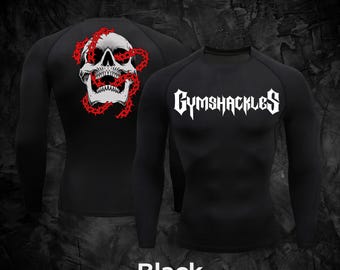 Shackled Compression Shirt Long Sleeve – Men’s Muscle Fit Gym Top – Workout Compression Tee by Gymshackles