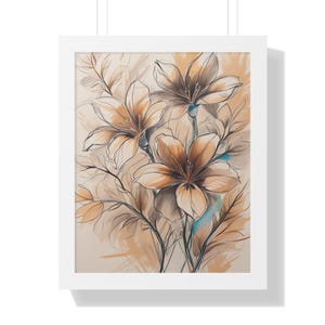 Japandi Floral Print: Beige & Tan Botanical Wall Art (Digital Download)