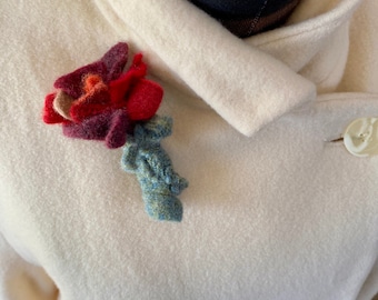 Felted Wool and Cashmere Pin Upcycled fiber