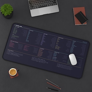 Claude Code Cheat Sheet Desk Mat | Ember Theme | AI Coding Commands Reference Pad | Programmer Gift