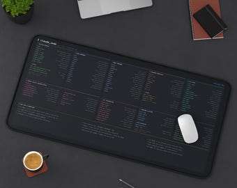 Alfombrilla de escritorio con hoja de trucos de Claude Code / Tema oscuro / Bloc de referencia de comandos de codificación de IA / Regalo para programadores
