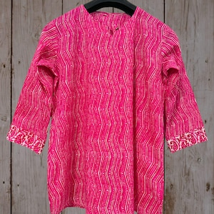 Hand Block Printed Cotton Tunic Top – Ethnic Boho Kurti | Women’s Loose Fit Blouse
