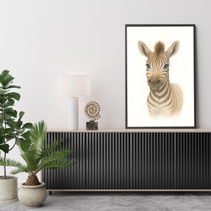 Baby Zebra Safari Print,Safari Nursery Wall Art,Cute Safari Animal Artwork,Kids Room Decor,Baby Room Wall Print,Original Safari Illustration