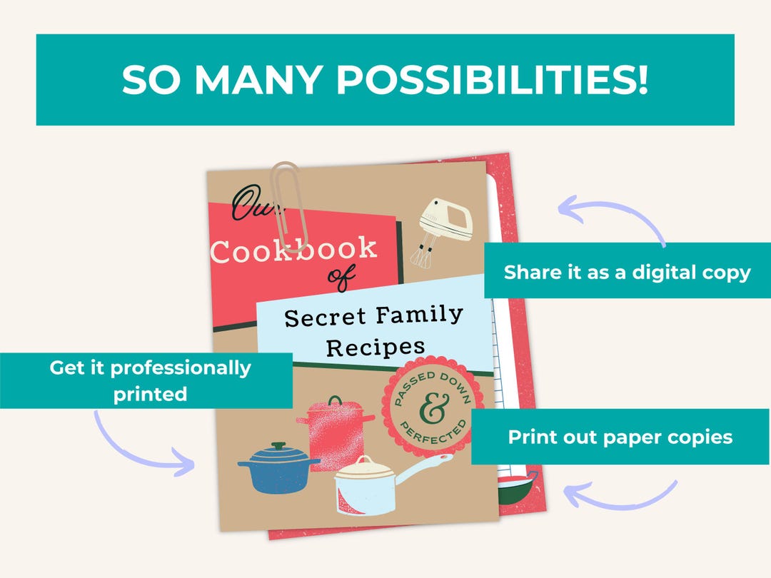 Editable DIY Family Cookbook Template, Customizable Canva Digital ...