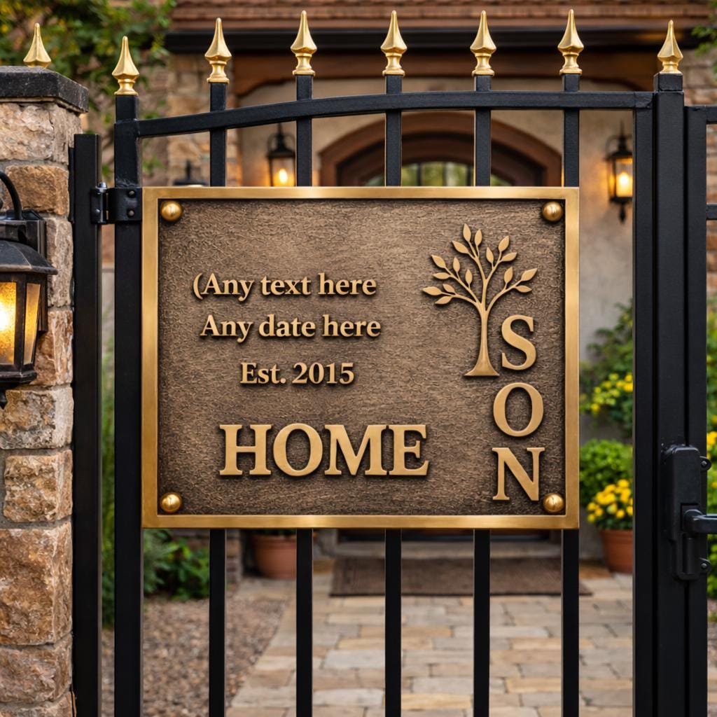 Custom House Sign Personalized Brass Name Plate Polished Door Plaque ...