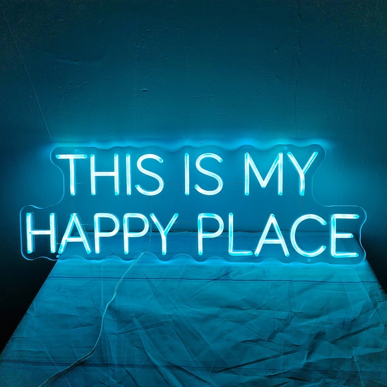 Custom This is My Happy Place Neon Sign Office Living Room Etsy