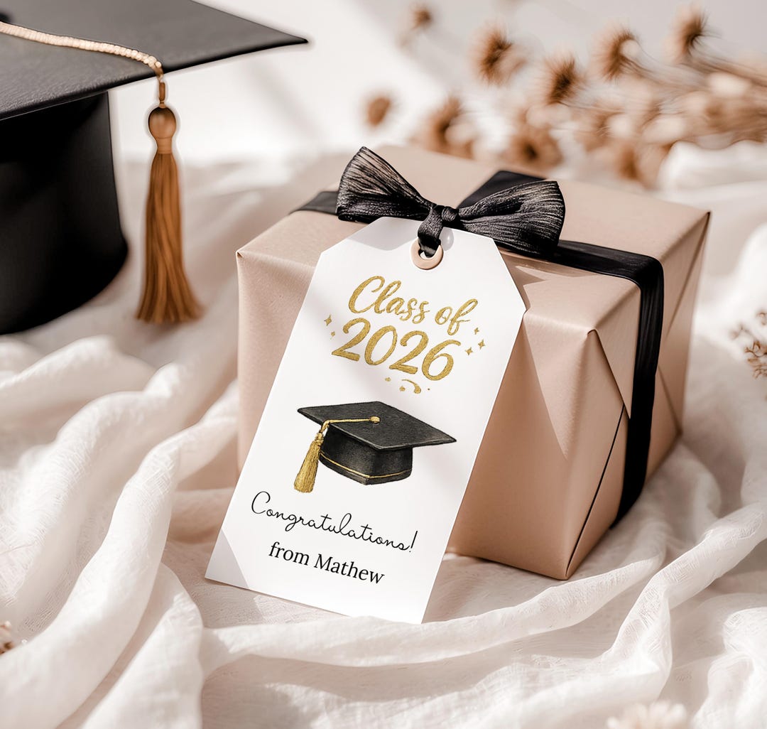 Editable Class of 2026 Graduation Gift Tag Template, Printable ...