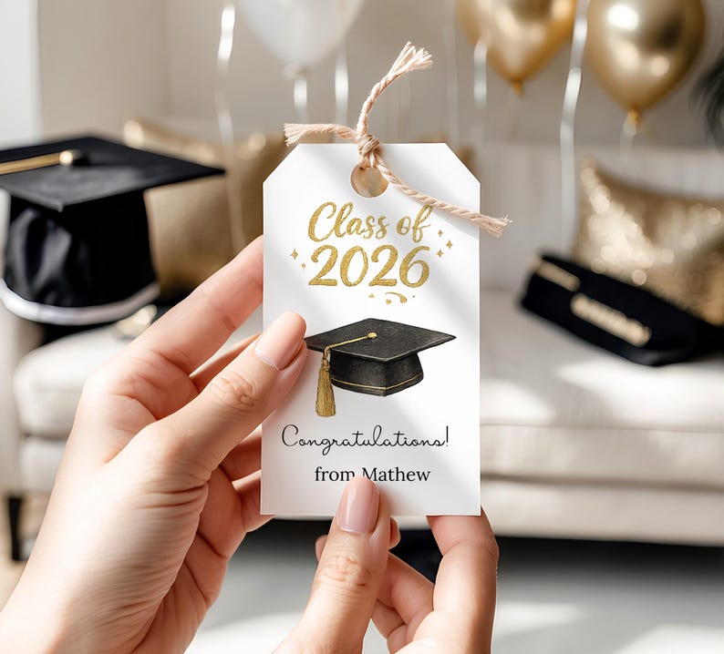 Editable Class of 2026 Graduation Gift Tag Template, Printable ...