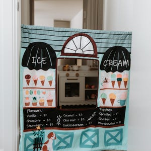 Pannello di gioco reversibile per gelateria e mercato agricolo: gioco di finzione per bambini