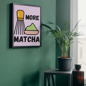Matcha Aesthetic Printable – Cute Green Tea Wall Art, Kawaii Digital Download, Cafe Kitchen Decor, Matcha Lover Gift, Instant Print