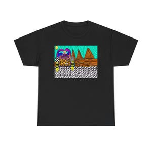 シュールなカラフルTシャツ、鮮やかなグラフィックシャツ、ユニセックスコットンTシャツ、抽象アートトップ、レインボープリントアパレル