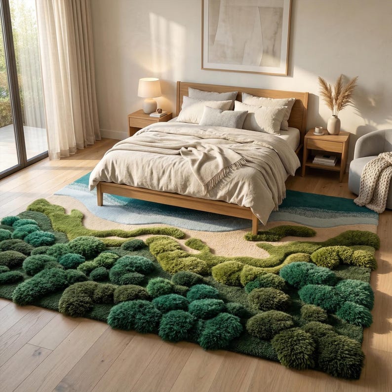 Moss Forest Landscape Rug, 3D Hand Tufted Nature Inspired Wool Rug - Etsy