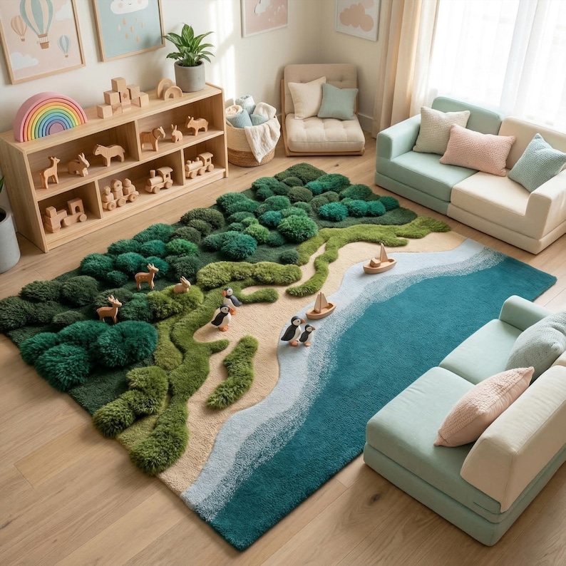 Moss Forest Landscape Rug, 3D Hand Tufted Nature Inspired Wool Rug - Etsy