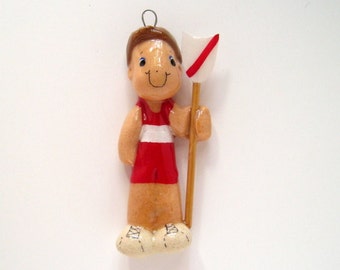 Crew ornament handmade from bread dough by judy caron (male)