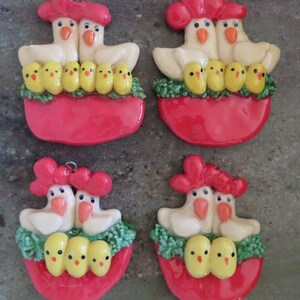 Chicken Family Christmas ornament handmade bread dough