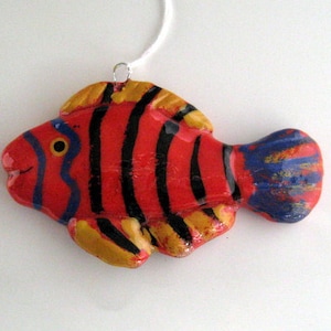 Tropical fish ornament handmade bread dough