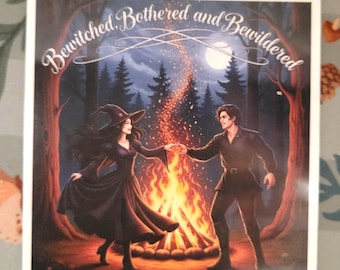 Bewitched, Bothered and Bewildered Sticker : Cute Halloween sticker, Witchy Sticker