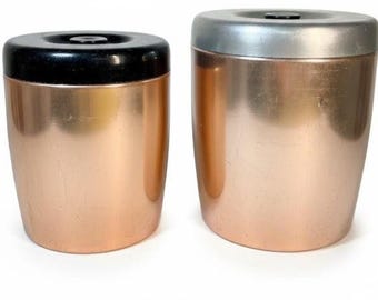 Botes vintage de aluminio rosa West Bend / Juego de 2 / Decoración de cocina de mediados de siglo