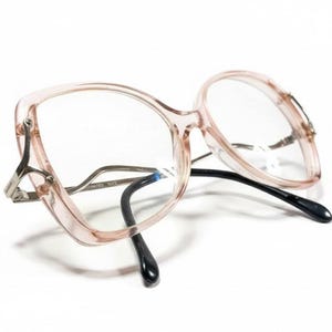 Vintage 1980s Pink Clear Eyeglass Frames | Retro Unmarked Glasses | Soft Blush Plastic Frames