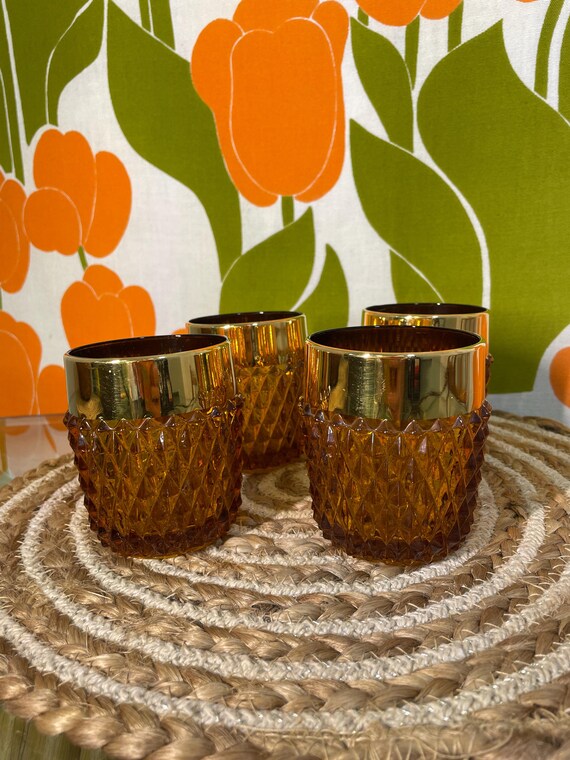 インディアナグラス アンバーホワイトホール スナックセット 4セット