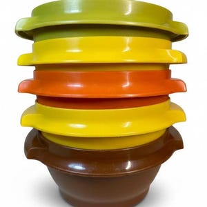 Tupperware vintage 1326, juego de 5, para almacenamiento de cocina retro de los años 70 (sin tapas)