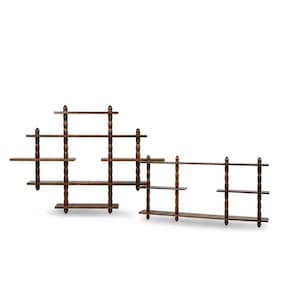 Estantes de husillo vintage de mediados de siglo / Estante de curiosidades de madera / Estante de pared MCM / Disponible en tamaño pequeño, grande o juego completo de 3