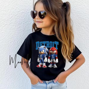 Sonic and Knuckles Detroit Football Shirt, Lions Fan Gear, Detroit Cartoon Kids Tee, Detroit Football Mascot Shirt, Toddler Lions Tee, Gifts