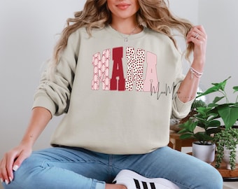 Mama Crewneck Sweatshirt, Pink Bow Mama Shirt, Coquette Mom Sweater, Valentine’s Day Gift for Mom, Mother's Day Gift For Mom