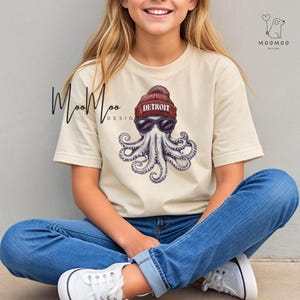 Detroit Hockey Mascot T-Shirt , Gameday Tee, Detroit Michigan Hockey, Youth Unisex Tee, Detroit Fan Gear, Detroit Octopus Tee, Fan Gear Tee