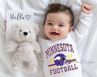 Minnesota Football Baby Bodysuit, Vintage Football Baby Outfit, Game Day Baby Onesie, Long or Short Sleeve Infant Football Outfit