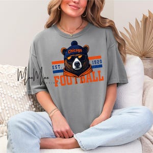 Chicago Football Mascot Comfort Colors Tee, Gameday Tailgate Shirt, Chicago Mascot Spirit Animal, Bear Apparel Kids, Bear Fan Gear Shirt