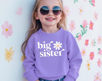 Big Sister Sweatshirt for Girls, Floral Big Sis Shirt, Sibling Announcement Outfit, Toddler Big Sister Crewneck, Cute Pregnancy Reveal Gift
