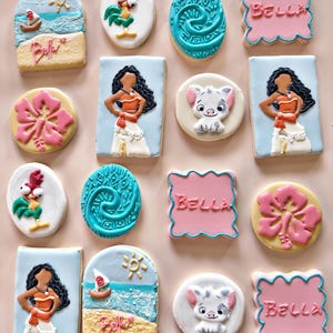 Moana Birthday Cookies – Custom Decorated Sugar Cookies | Tropical Party Favors | Ocean Theme Cookies