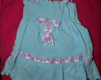 3 to 6 month size blue knit sun dress & matching panty set - k03a1