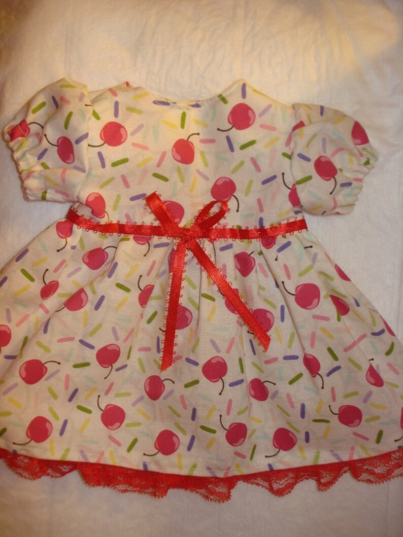 Handmade Cherry Candy Print Full Dress With Red Lace for 18 Etsy