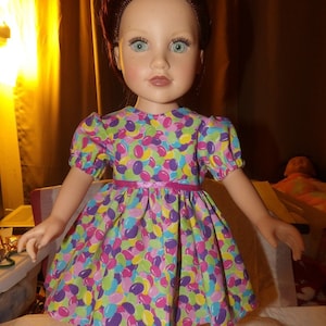 Bunte Jelly Bean Drucken Ostern Kleid für 18 Zoll-Puppen - ag224