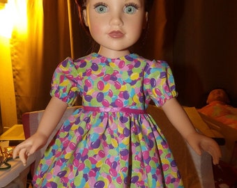 Colorful Jelly Bean print Easter dress for 18 inch Dolls - ag224