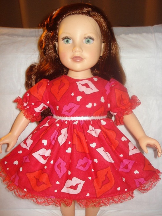 Fancy Red Lip Printed Red Dress With Lace for 18 Inch Dolls - Ag14 - Etsy