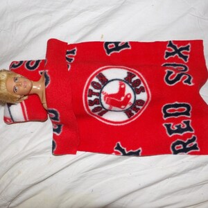 Handmade red Fleece blanket and pillow set for Male & Female Fashion Dolls - spb3