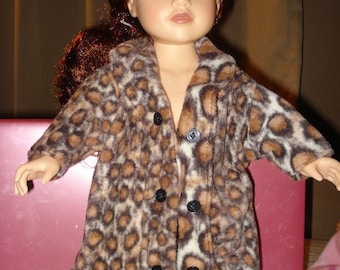 Leopard print furry fleece coat for 18 inch Dolls - ag56