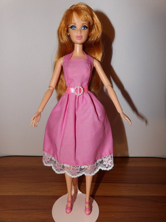 Buy Pretty Pink Halter Top Short Dress With Lace Trim & Faux Pearl Belt  Buckle for Fashion Dolls - Ed1426 Online in India - Etsy